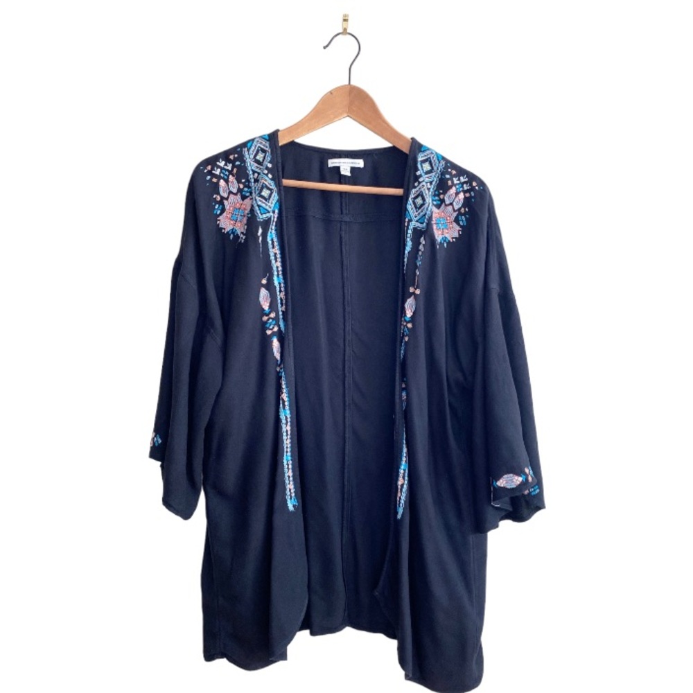 American Eagle Boho Embroidered Aztec Open Cardigan
